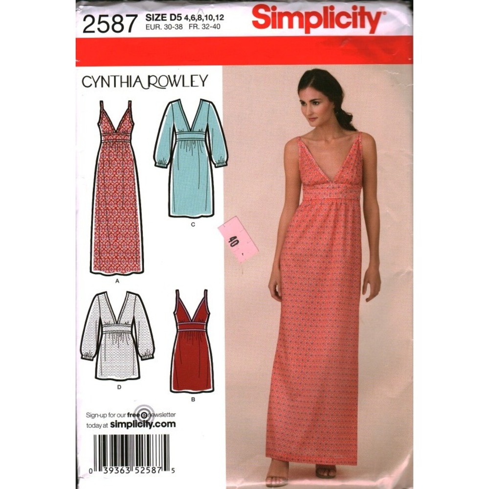 Simplicity 2587‎ Cynthia Rowley Misses Dress Tunic Sewing Pattern Size 4-8 CUT